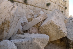 Remnants of the Roman destruction of the temple in 70 CE, Jerusalem